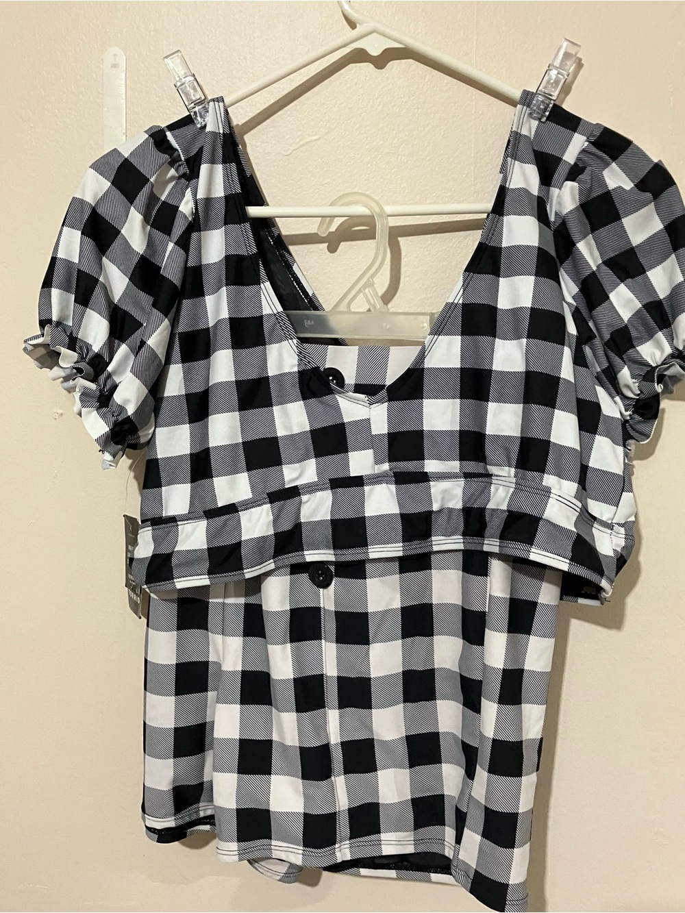 torrid Black and White Gingham Ruffle Sleeve Top